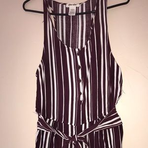 Maroon and white striped romper